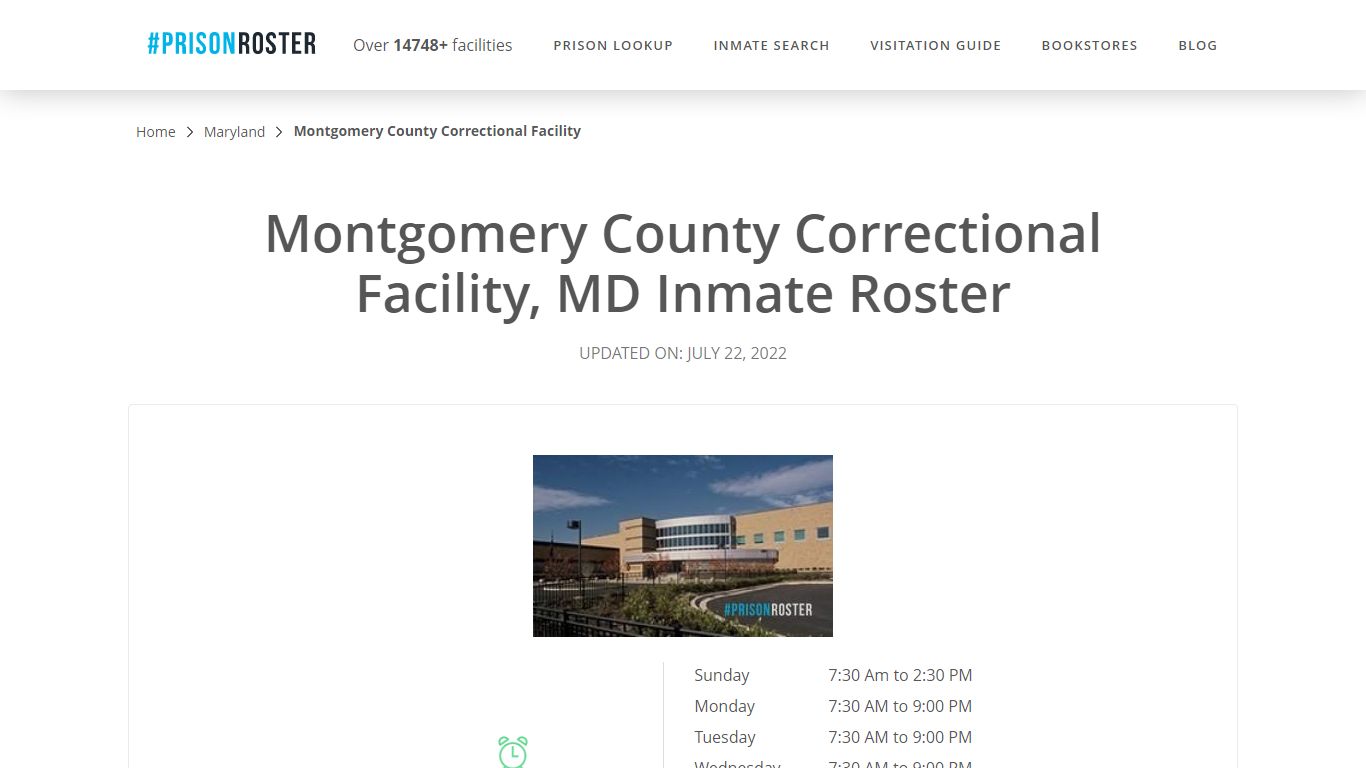 Montgomery County Correctional Facility, MD Inmate Roster