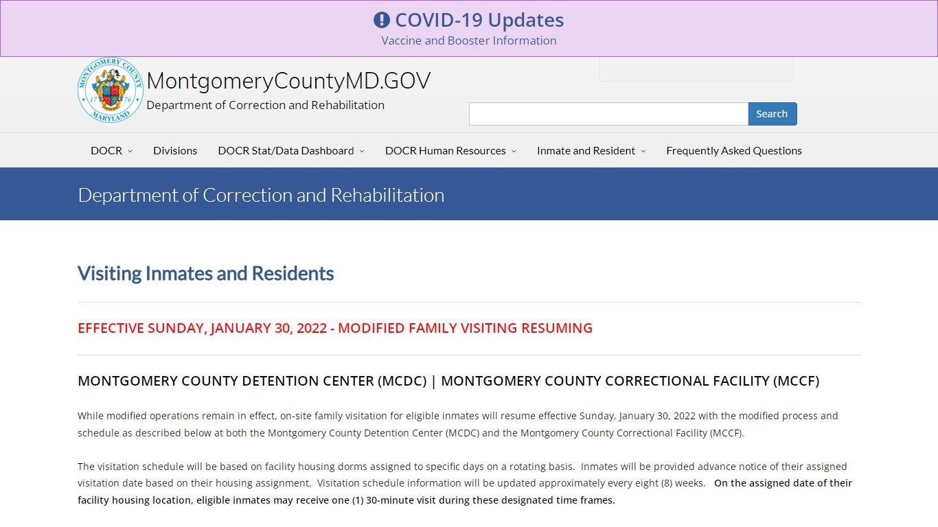 Department of Correction and Rehabilitation - Montgomery County, Maryland